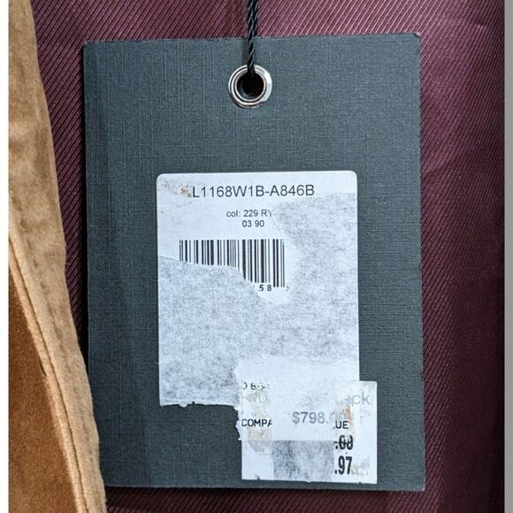 John Varvatos Men's Goat Suede Leather Camel Tan Field Jacket Size S - Picture 14 of 16